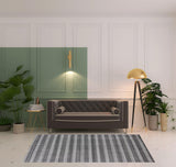 5' X 10' Black And Gray Striped Hand Loomed Area Rug