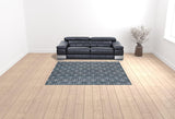 8' X 10' Blue And And Charcoal Hand Loomed Area Rug
