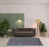 5' X 8' Blue And Black Hand Loomed Area Rug