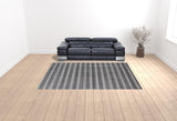 9' X 12' Black And Dark Grey Hand Loomed Area Rug