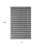 9' X 12' Black And Dark Grey Hand Loomed Area Rug