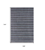 9' X 12' Blue And Black Hand Loomed Area Rug