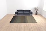 9' X 12' Indigo And Tan Hand Loomed Non Skid Area Rug