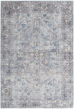 6' X 9' Light Grey And Blue Medallion Distressed Washable Area Rug