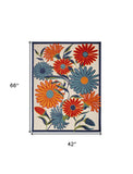 4' X 6' Multicolor Floral Stain Resistant Non Skid Area Rug