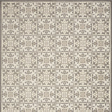4' X 6' Ivory And Grey Fleur De Lis Stain Resistant Non Skid Area Rug