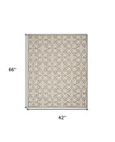 4' X 6' Ivory And Grey Fleur De Lis Stain Resistant Non Skid Area Rug