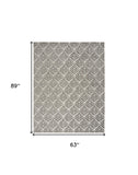 5' X 8' Charcoal Floral Stain Resistant Non Skid Area Rug