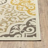 8' X 11' Charcoal Floral Stain Resistant Non Skid Area Rug