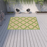 10' x 13' Green Geometric Stain Resistant Indoor Outdoor Area Rug