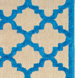 2' X 8' Blue and Beige Geometric Stain Resistant Indoor Outdoor Area Rug