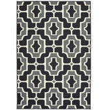 5' x 8' Black and Gray Geometric Stain Resistant Indoor Outdoor Area Rug