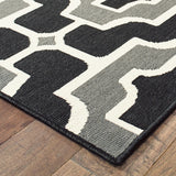 8' x 11' Black and Gray Geometric Stain Resistant Indoor Outdoor Area Rug