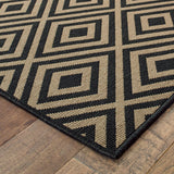 8' x 11' Black and Gray Geometric Stain Resistant Indoor Outdoor Area Rug