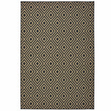 4' x 6' Black and Tan Geometric Stain Resistant Indoor Outdoor Area Rug