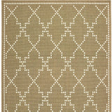 2' X 4' Tan Geometric Stain Resistant Indoor Outdoor Area Rug