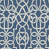 9' X 13' Blue and Ivory Geometric Stain Resistant Indoor Outdoor Area Rug