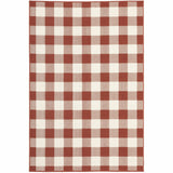 4' x 6' Red and Ivory Geometric Stain Resistant Indoor Outdoor Area Rug