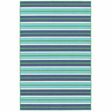 5' x 8' Blue and Green Geometric Stain Resistant Indoor Outdoor Area Rug