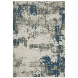 5' x 7' Blue and Beige Abstract Stain Resistant Indoor Outdoor Area Rug