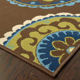 5' x 8' Brown Floral Medallion Stain Resistant Indoor Outdoor Area Rug