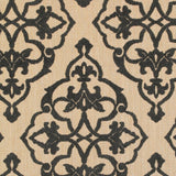 7' x 10' Beige and Black Oriental Stain Resistant Indoor Outdoor Area Rug