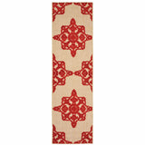 2' X 8' Red Oriental Stain Resistant Indoor Outdoor Area Rug