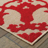 2' X 8' Red Oriental Stain Resistant Indoor Outdoor Area Rug