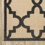 2' x 3' Beige and Black Geometric Stain Resistant Indoor Outdoor Area Rug