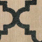 2' x 3' Beige and Black Geometric Stain Resistant Indoor Outdoor Area Rug