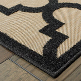 2' x 3' Beige and Black Geometric Stain Resistant Indoor Outdoor Area Rug