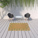 5' x 8' Beige Stain Resistant Indoor Outdoor Area Rug