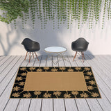 7' x 10' Beige and Black Stain Resistant Indoor Outdoor Area Rug