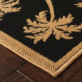 7' x 10' Beige and Black Stain Resistant Indoor Outdoor Area Rug