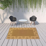 6' x 9' Tan Stain Resistant Indoor Outdoor Area Rug