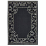 4' x 6' Black and Ivory Stain Resistant Indoor Outdoor Area Rug