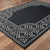 4' x 6' Black and Ivory Stain Resistant Indoor Outdoor Area Rug