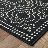 5' x 8' Black and Ivory Stain Resistant Indoor Outdoor Area Rug