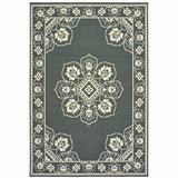 5' x 8' Gray and Ivory Oriental Stain Resistant Indoor Outdoor Area Rug