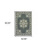 5' x 8' Gray and Ivory Oriental Stain Resistant Indoor Outdoor Area Rug