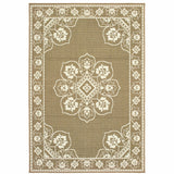 4' x 6' Tan Oriental Stain Resistant Indoor Outdoor Area Rug