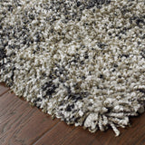 4' x 6' Black and Gray Abstract Shag Power Loom Area Rug