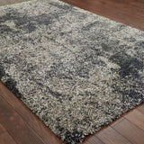 7' x 10' Gray Abstract Shag Power Loom Area Rug