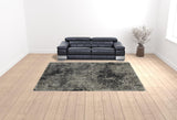 10' X 13' Charcoal Silver And Grey Abstract Shag Power Loom Stain Resistant Area Rug