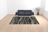 10' X 13' Charcoal Silver And Grey Abstract Shag Power Loom Stain Resistant Area Rug