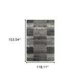 10' X 13' Charcoal Silver And Grey Geometric Shag Power Loom Stain Resistant Area Rug