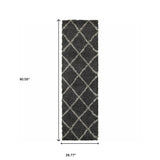 6' X 9' Grey Ivory And Silver Geometric Shag Power Loom Stain Resistant Area Rug