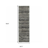 8' X 11' Charcoal And Grey Geometric Shag Power Loom Stain Resistant Area Rug