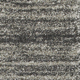 8' Black and Gray Geometric Shag Power Loom Runner Rug