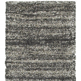 8' Black and Gray Geometric Shag Power Loom Runner Rug
